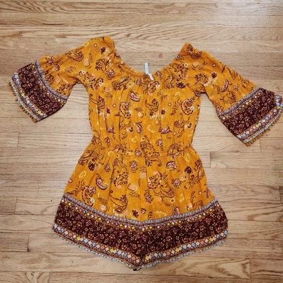 Pantalones Cortos Mudd Manga 3/4 Belle Boho Amarillo Paisley Grandes Elastizados ENVÍO GRATUITO Foto 1 de 4