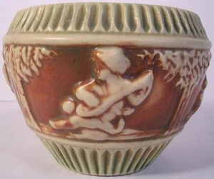 Plantadora de jardinero Roseville querubín cerámica Donatello 5" con sello de RV c.1915 - Imagen 1 de 1
