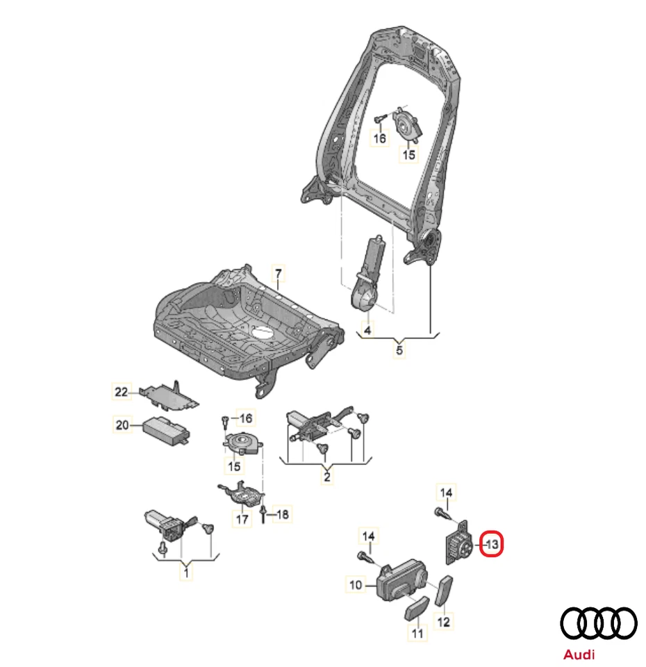 Original VW/AUDI 4N0959777D Schalter Elektr. Sitzverstellung vorne A3 A4 A6 Neu - Bild 1 von 4