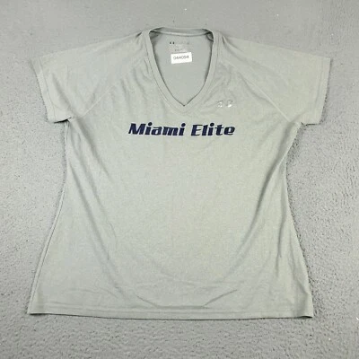 Camiseta Under Armour feminina XL cinza Miami Elite ativa manga curta feminina - Imagem 1 de 4