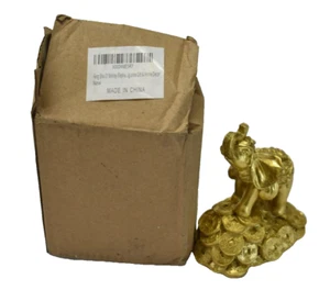 Feng Shui 3" Money Elephant Figurine Wealth Lucky Gift/Home Decor Gold - Picture 1 of 4