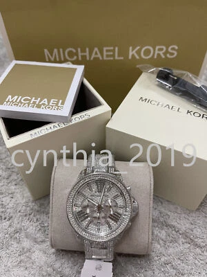 New Michael Kors MK6317 Wren Crystal Stainless Steel Chronograph Womens Watch - Image 1 of 3