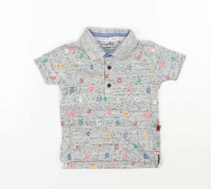 Primark Boys Grey Geometric Cotton Blend Basic Polo Size 3-6 Months Collared - Picture 1 of 12