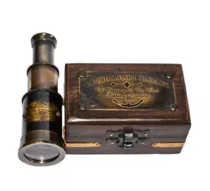 Antique Vintage Maritime Brass Telescope marine spyglass with wooden case - Picture 1 of 6