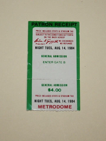 Minnesota Twins Ticket Stub | August 14 1984 | Robin Yount Kirby Pucket Hit Cover