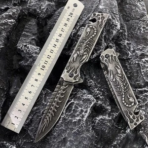 155# Relief Tactical Folding Knife Outdoor Sport Camping Hunting Survival Knives - Picture 1 of 11