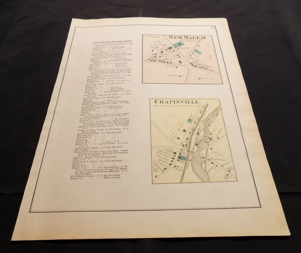 Mapa del condado de Ontario 1874, Nueva York / Pueblos de New Salem, Chapinville Foto 1 de 1