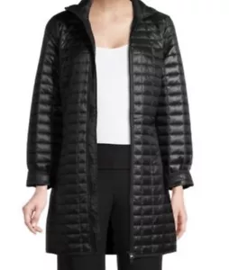Avia Women Quilted Jacket Black Warm Size Large 12/14 Midi Tunic Coat Puffer - Picture 1 of 16