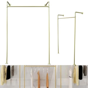 Golden Wall Mounted Clothes Rack Pipe Garment Hanging Shelf Corrosion-Resistant - Picture 1 of 10