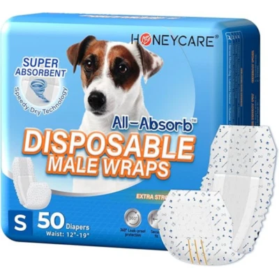 50 Pack Waist Disposable Dog Diapers Male wraps Belly Bands Pet Soft(Small Size) - Image 1 of 4