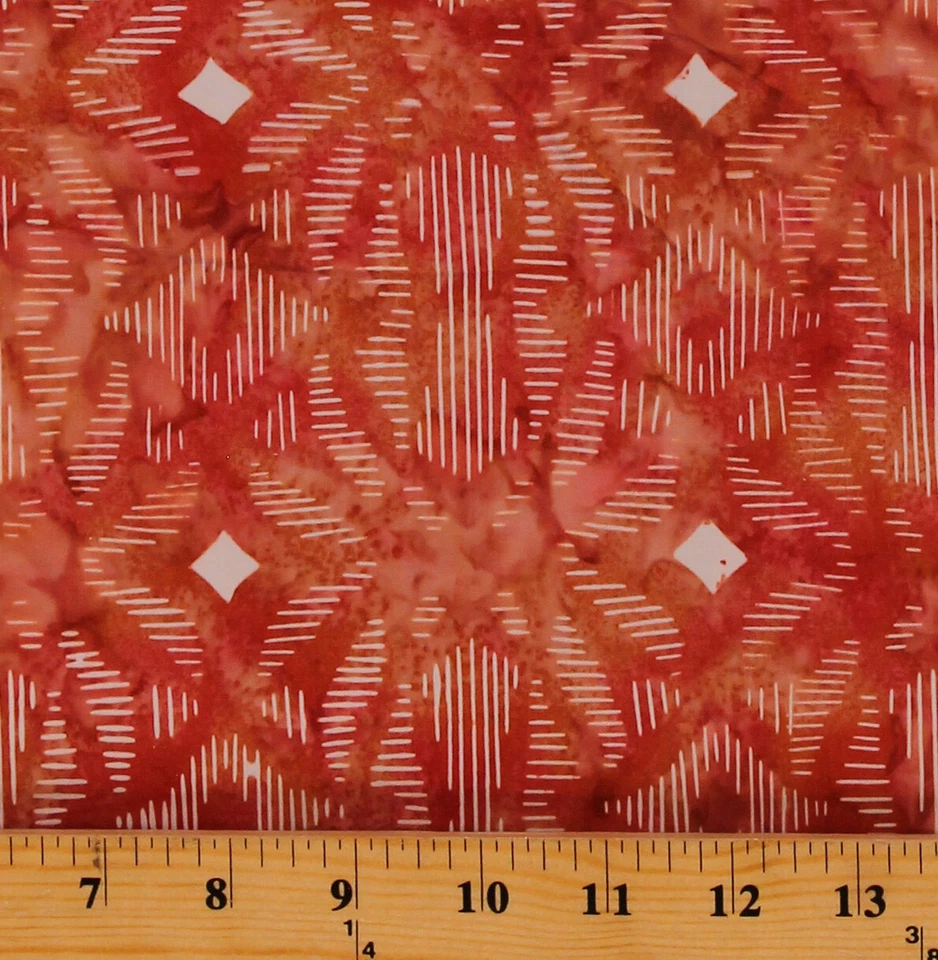 Algodón Batiks Coral Melocotón Ikat Boceto Tela Algodón Estampado por Yarda D307.52 Foto 1 de 1