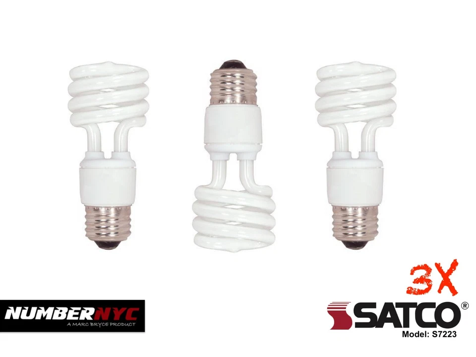 3 Natural Light Bulb 15W Medium Base Mini Spiral 5000K Replaces 60W Energy Satco - Image 1 of 1