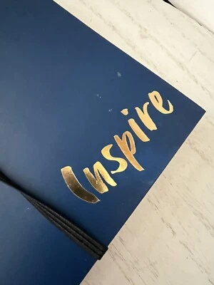 Inspire Journal 6x8 with 120 Pages Navy Blue With Gold Leaf Dotted Lined Blank - Image 1 of 4