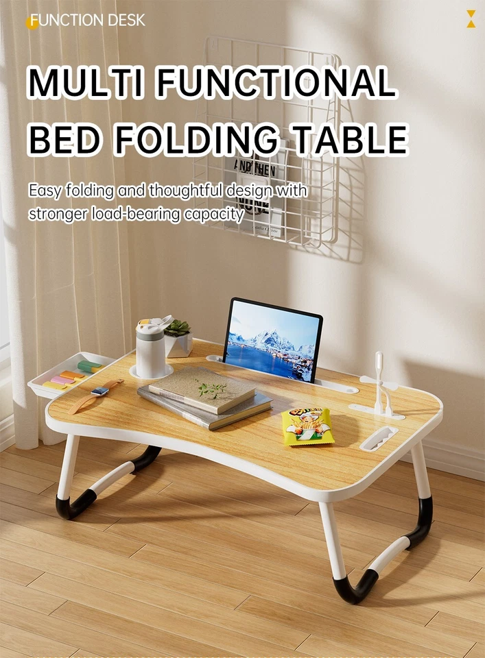 Adjustable Laptop Tray Lap Desk Stand Foldable Bed Table Notebook Tray Cup Slot - Image 1 of 1