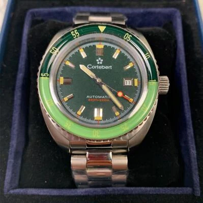 Cortebert Clipper Malaquita Japão Relógio Data Automática 42mm Pulseira de Aço Inoxidável 20mm - Imagem 1 de 4