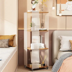 4-Tier Clear Acrylic Display Cabinet Curio Cabinets for Living Room with wheels - Picture 1 of 12