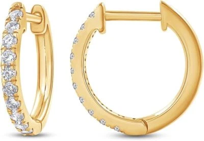 1/4 Ct Lab Grown Diamond Wedding Bridal Hoop Earrings In 10K Gold - Image 1 of 2