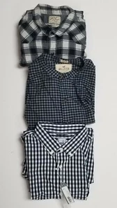 Men's Button Up Black White Plaid M L Large Medium Lucky Brand Hollister JCP - Picture 1 of 12