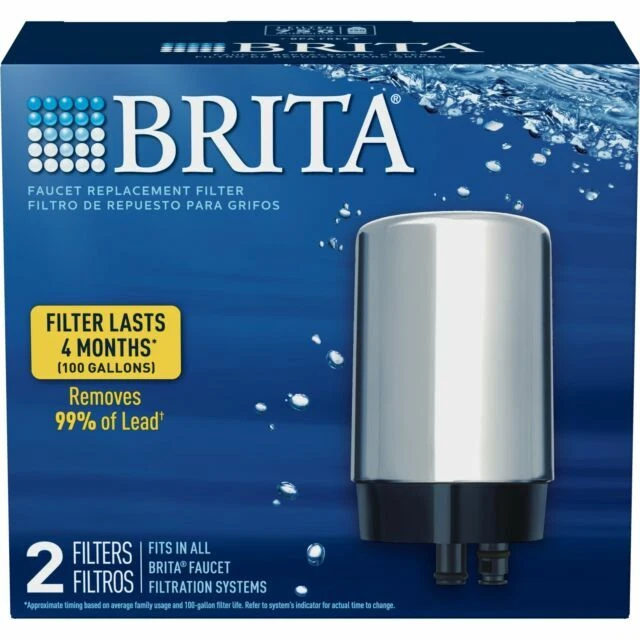 NEW BRITA Faucet Elite Chrome Replacement Filter 2-Pack  Remove 99% of Lead - Image 1 of 1