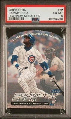 2000 Ultra SAMMY SOSA Cubs PLATINUM MEDALLION Last 50/50 Pop 1 Highest PSA 6 - Image 1 of 2