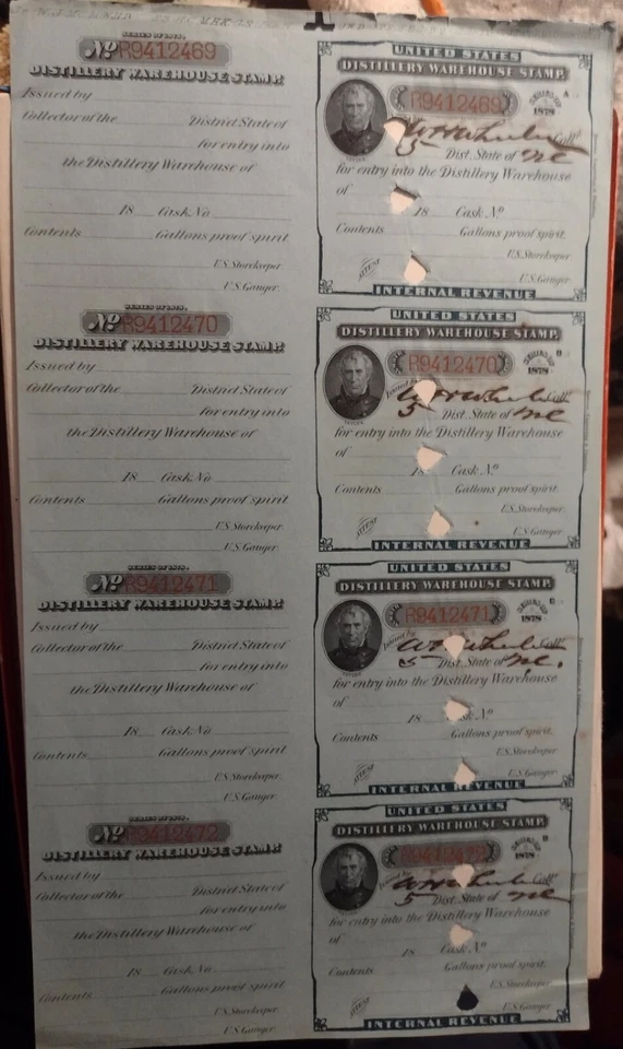 Bureau Of Printing & Engravings Distillery Warehouse Stamp Series Of 1878... - Image 1 of 1