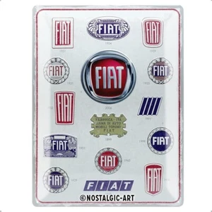 Vintage Style Retro schwer geprägte Metall Plakette/Blechschild Fiat Timeline Logo - Bild 1 von 3
