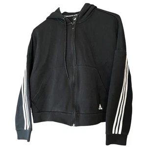 Sudadera con capucha para mujer Adidas negra recortada cremallera completa talla S - Imagen 1 de 8