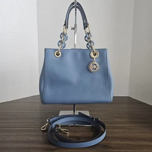 Borsa a tracolla Michael Kors Saffiano in pelle cinzia blu - Foto 1 di 13