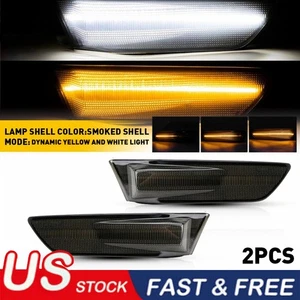 For 03-07 G35 White Coupe & Amber LED Sequential Side Marker Light Smoked Pair - Picture 1 of 15