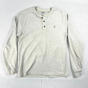 IZOD Saltwater Henley pullover Sweatshirt Mens Small Ivory lightweight preppy - Picture 1 of 5