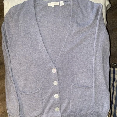 Cárdigan Top Inhabit Mezcla Cachemira Botón Frontal Cuello en V Gris Para Mujer Talla M Foto 1 de 4