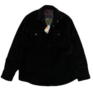 NWT Robert Graham Men's Black Corduroy Jacket Lined Coat Zip Snap Button XL $298 - Picture 1 of 10