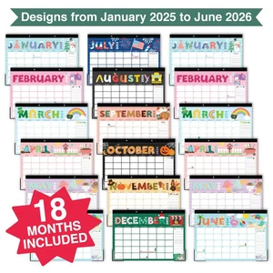 HADLEY DESIGNS Doodle Tipografía Flip Desk Calendario 2025-2026, 18 Meses 11"x17" - Imagen 1 de 9