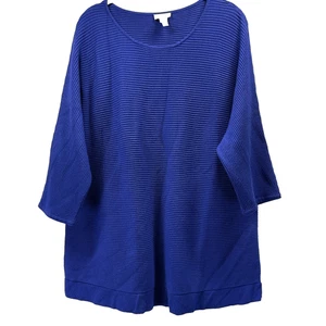 Chicos Damen Pullover Gr. XL einfarbig royalblau waagerecht Rippstrick Pulli dick - Bild 1 von 7