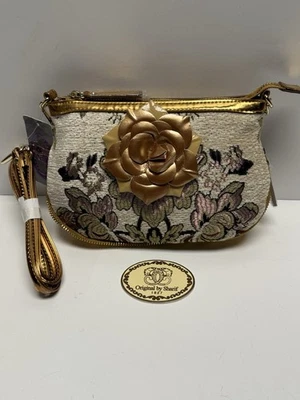 NUEVO CON ETIQUETAS Sharif Nueva York Bandolera Cartera Bolso de Mano Floral Bordado Roseta Foto 1 de 4