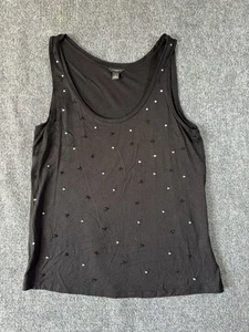 Ann Taylor Tank Top Womens Medium Black Scoop Neck Sleeveless Shirt - Picture 1 of 6