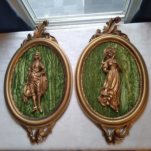 Coppia di corteggi vintage Empire Art N.Y. Made In Italy stile vittoriano firmati ovali - Foto 1 di 19