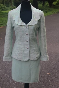Beautiful St. John Sea-foam Green Skirt Suit With Full Sparkle Jacket Size 6/8 - Picture 1 of 4