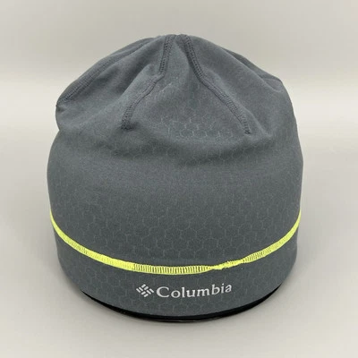 Columbia Beanie Skull Cap Adult One Size Gray Green Stripe Honeycomb Performance - Image 1 of 4