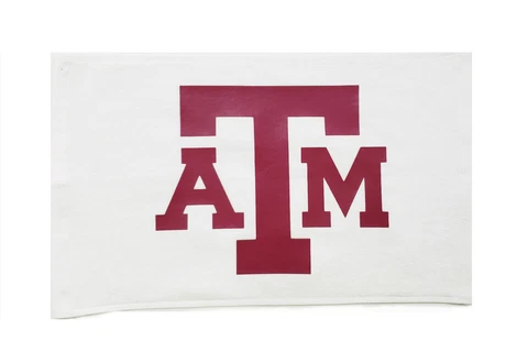 Texas A & M Aggies White Rally Towel Maroon Vinyl Logo 11" x 18" 100% Cotton Cover