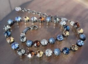 INCREDIBLE Authentic SABIKA Denim Colors Necklace Blue Brown Crystal & Pearls