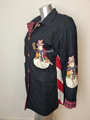 Chaqueta acolchada vintage Patch Magic Group para mujer XL invierno muñecos de nieve Navidad Foto 1 de 4