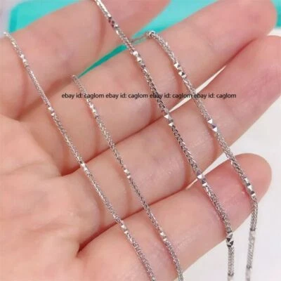 Pure Platinum 950 Chain Women 1mm Wheat Long Beads Link Necklace 2.65g/16.9inch - Image 1 of 4