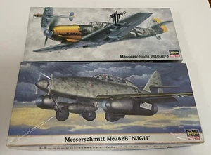 2 Hasegawa Plastic  Model Kits, Me262B & Messerschmitt Bf109E-3 - Picture 1 of 1