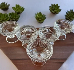 5 Jeannette Clear Glass #2005 AMERICANA Footed Sundae Dessert Dish Sherbets FIVE - Picture 1 of 8