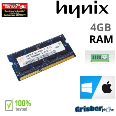 Memoria Ram SODIMM PC3-8500 Hynix HMT125S6TFR8C-G7 4GB 2x2GB Notebook Apple iMac - Immagine 1 di 2