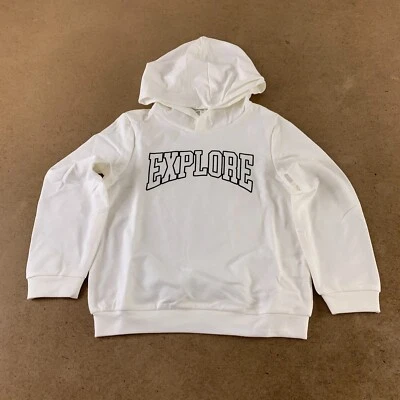 SHEIN Toddler Boys Size 6 Ivory Black EXPLORE Lightweight Pullover Hoodie New - Image 1 of 4