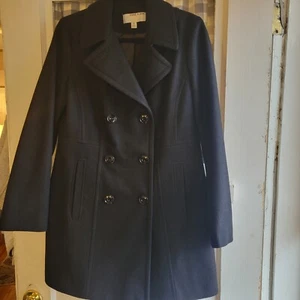 Anne Klein Women's Wool Blend Double-Breasted Black Coat Jacket Size S - Picture 1 of 5