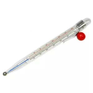 8" Long Glass Candy & Deep Frying Thermometer w/ Hang Hook, Both F/C up to 400F - Picture 1 of 2