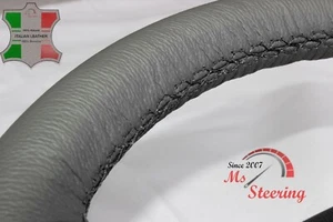 FOR SHOGUN WARRIOR SWB 06+ 2006+- GREY LEATHER STEERING WHEEL COVER, BLACK STIT - Imagen 1 de 6